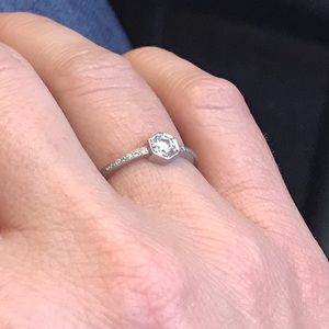 Cathy Waterman hexagonal milgrain diamond ring